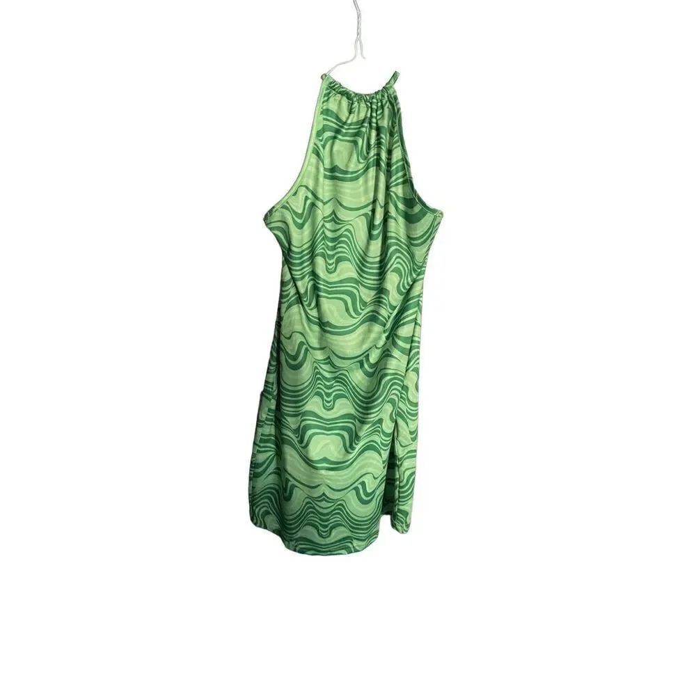 Shein women’s mod/psychedelic green halter top mini dress size XS